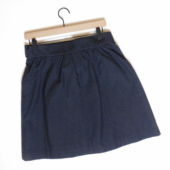 TIBI Navy Blue & White Pleated Swiss Dot Skirt Tie Waist Polka Dot Size 10 - Picture 7 of 13